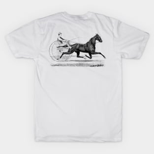 Harness Racing Horse Black and White Illustration T-Shirt